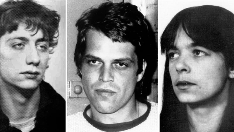 An undated composite image showing former Red Army Faction terrorists Burkhard Garweg, Ernst-Volker Wilhelm Staub and Daniela Klette. Photograph: EPA/BKA