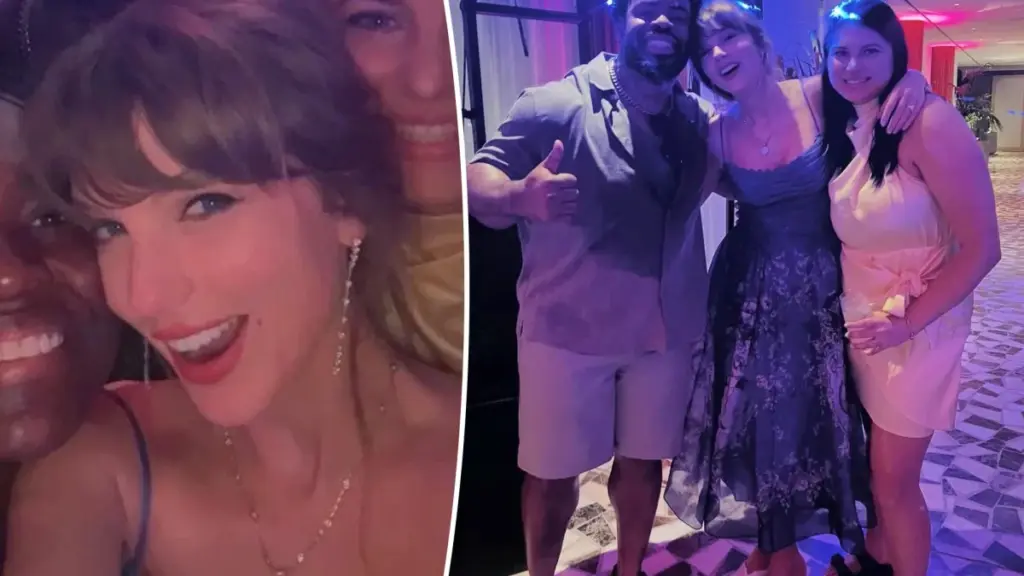 Taylor Swift Wears Celebrity Blue Zimmermann Look at Greece Wedding Taylor Swift Wears Celebrity Blue Zimmermann Look at Greece Wedding