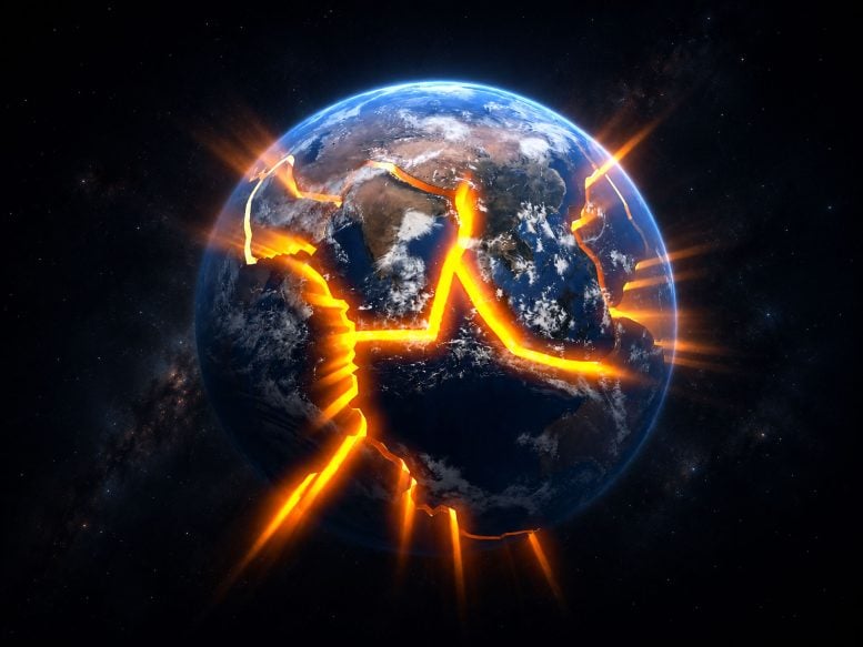Tectonic Plates Earth Glowing