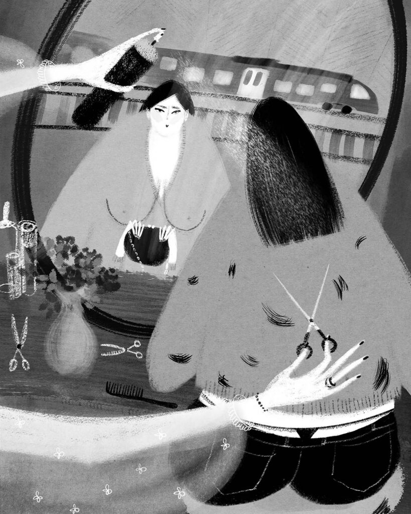 An illustration by Estonian artist Lumimari, featured in Baltic Island, a showcase of Baltic illustration and animation at Tokyo’s Spiral Gallery.