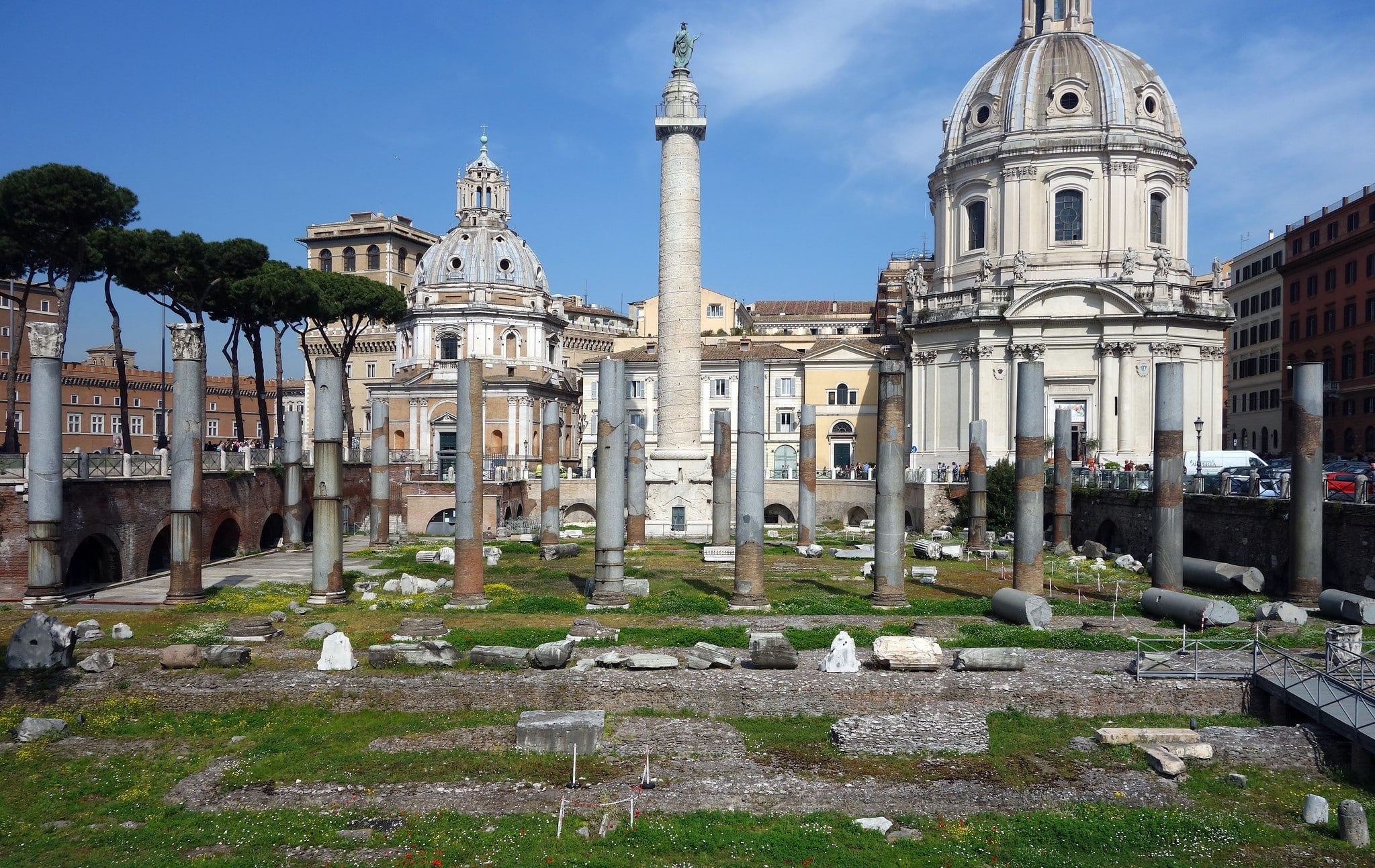 View of Rome's Basilica Ulpia and Trajan's Column.