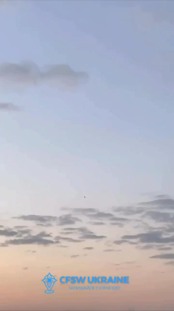 Russian Kh-101 cruise missile being downed over Kyiv.