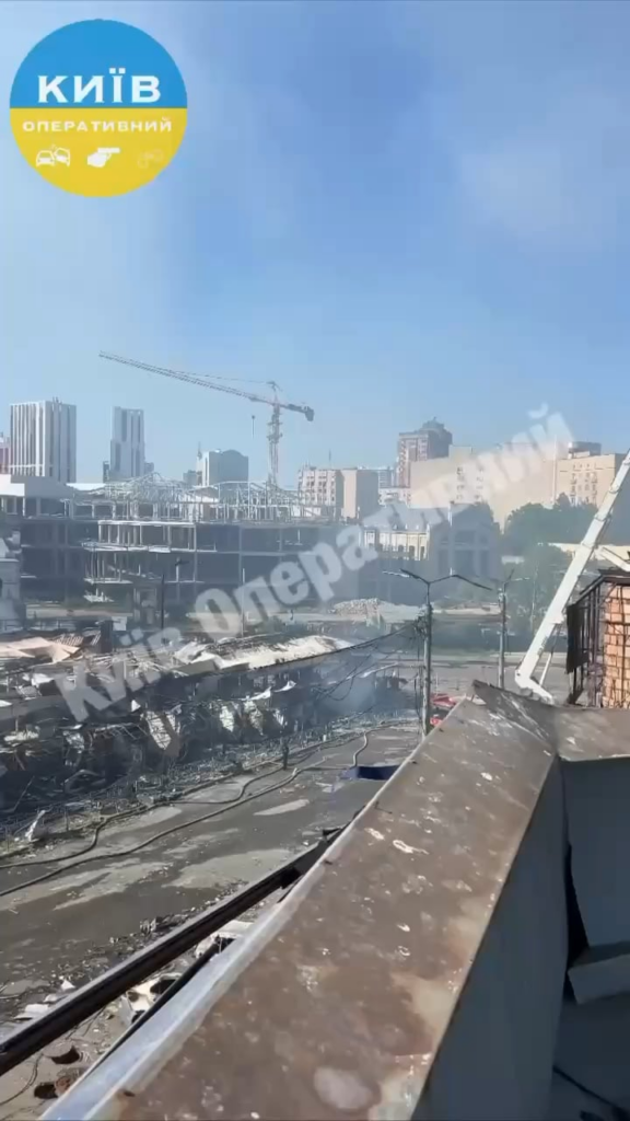 Multiple civilian buildings in Kyiv are seen completely destroyed after Russian ballistic missile strikes on the capital overnight - May 2026