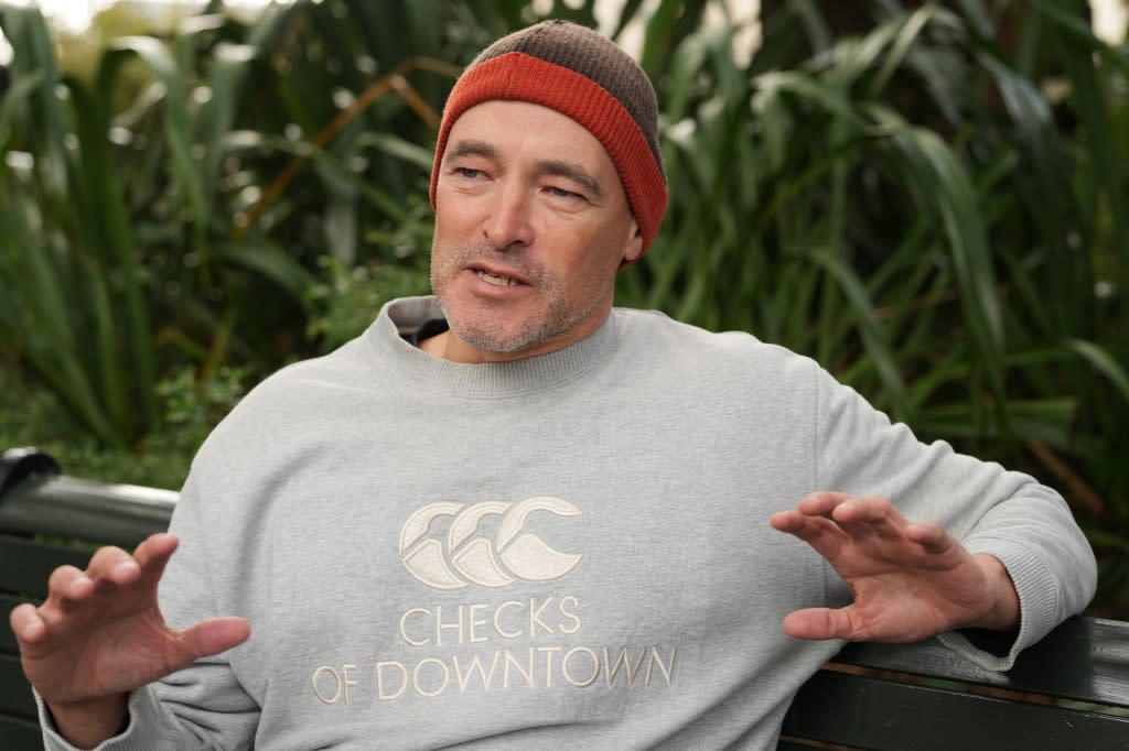 Capital Kiwi Project founder Paul Ward gestures as he speaks outside Parliament in Wellington, New Zealand, on April 28, 2026. AP