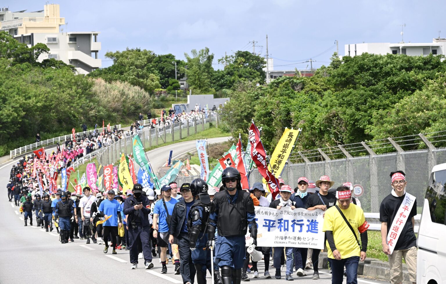 In Okinawa, 2,000 people marched to demand a reduction in the heavy burden of military bases