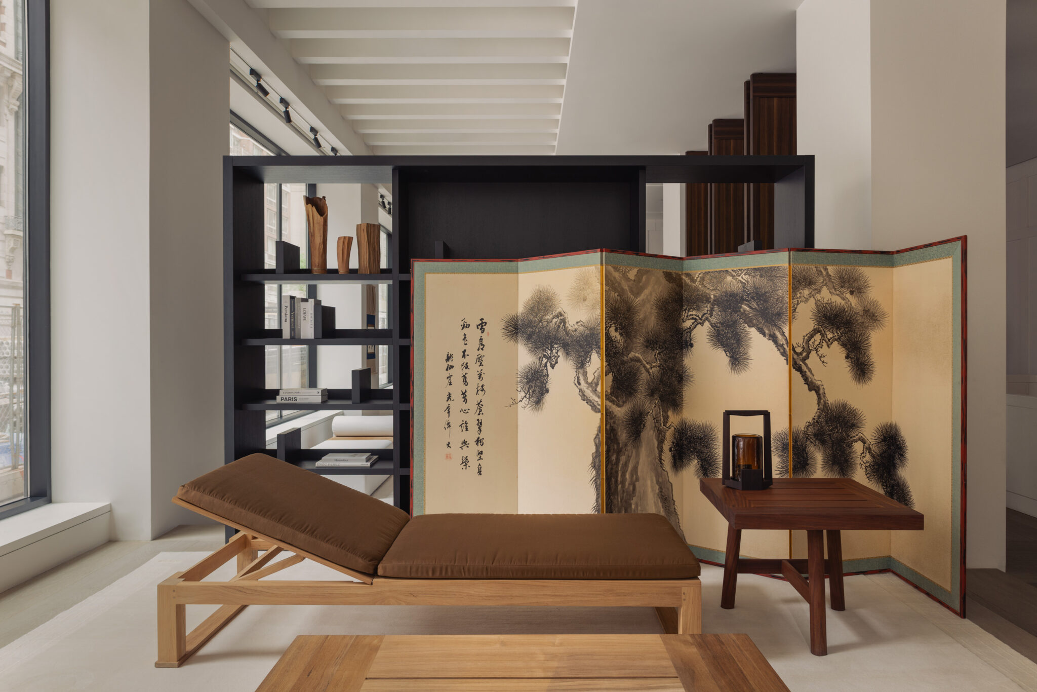 Installation view of “Arts of Japan” at Liaigre’s New York showroom, open through October 2026 in partnership with Thomsen Gallery.