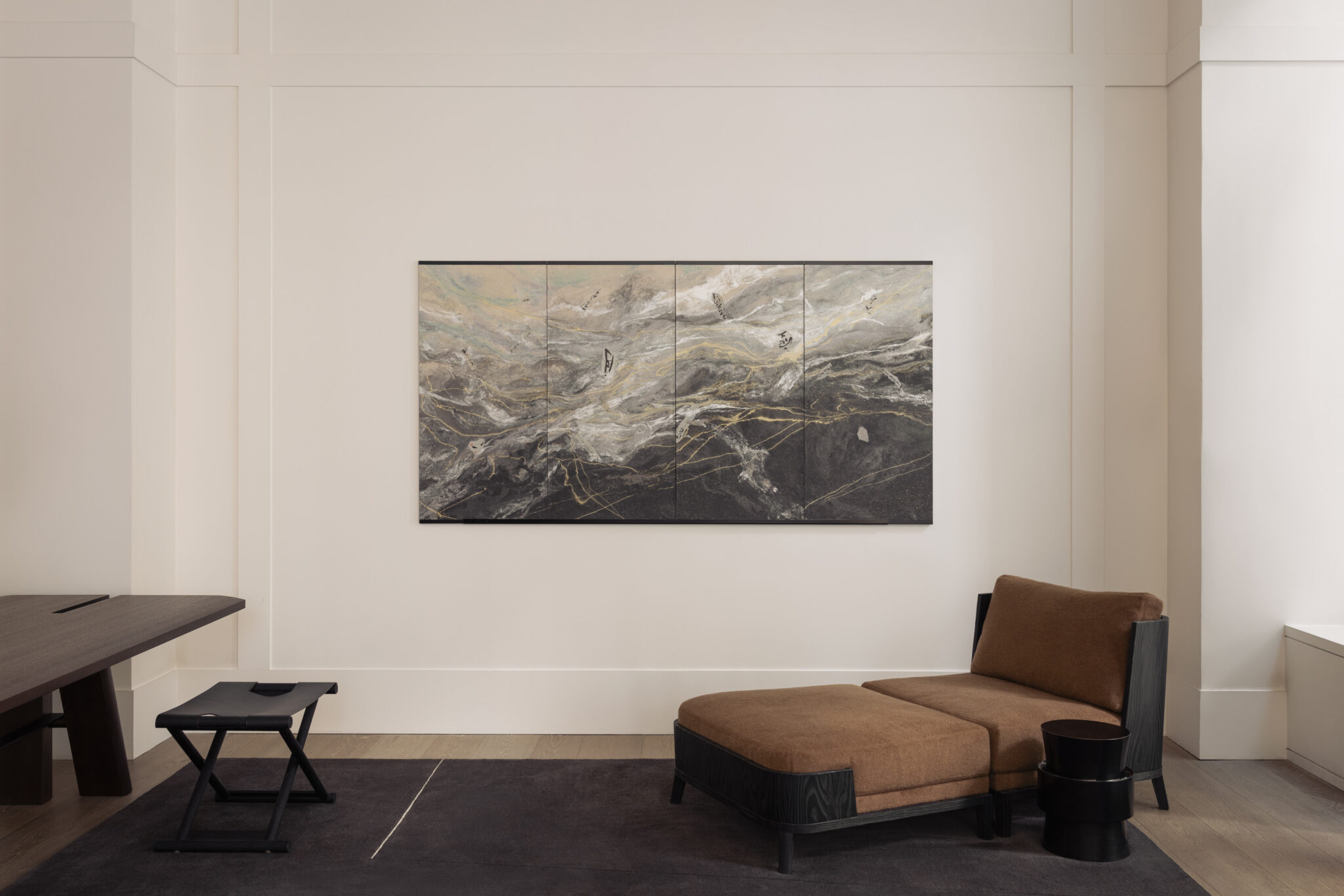 Installation view of “Arts of Japan” at Liaigre’s New York showroom, open through October 2026 in partnership with Thomsen Gallery.