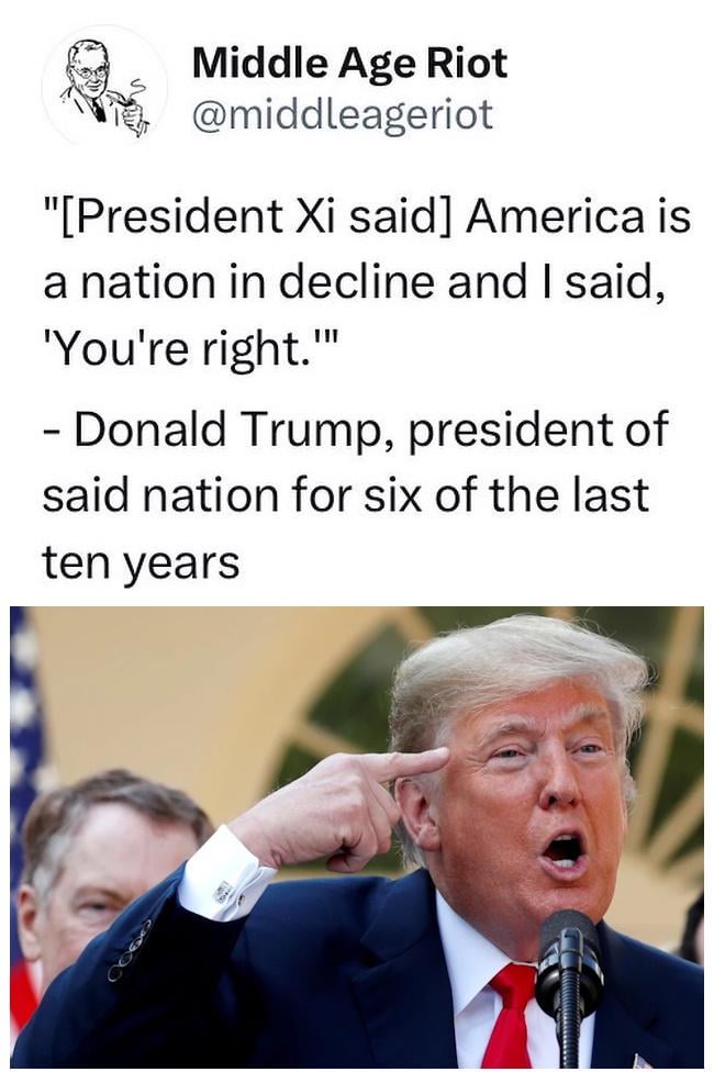Ok Donald, the next question on the cognitive test is, "which Presidential ass-hole has screwed America the most?