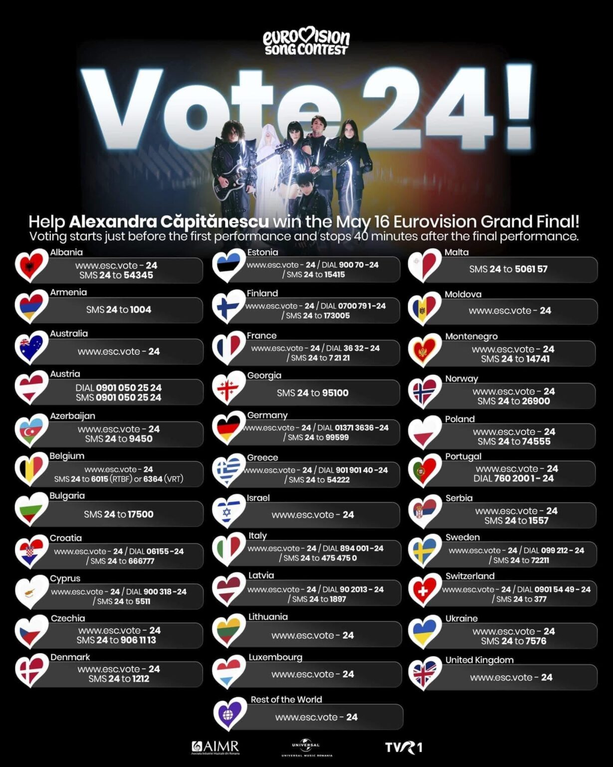 Romania is participating in the Eurovision 2026 final tonight 🇷🇴 For Romanians in the diaspora: here you can find all the voting methods for Alexandra Căpitănescu, every vote counts!