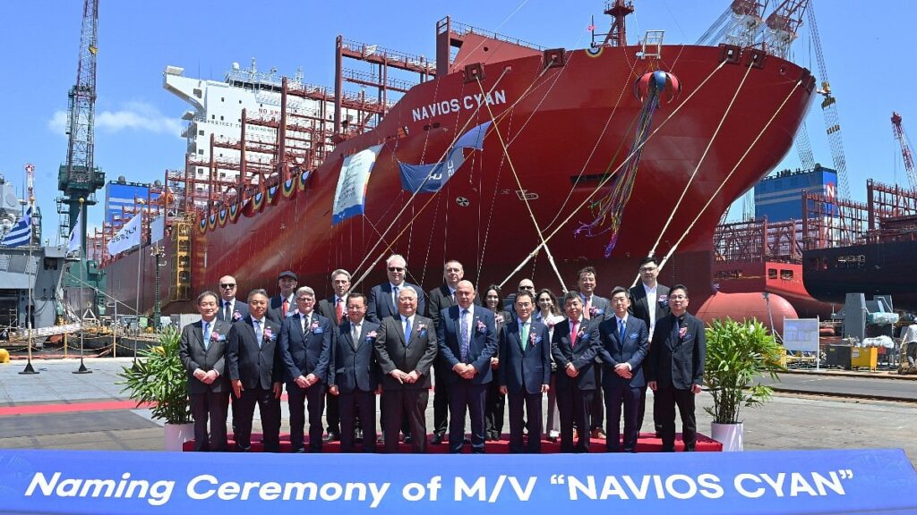 Newbuild container ship for Navios formally named in South Korea Newbuild container ship for Navios formally named in South Korea