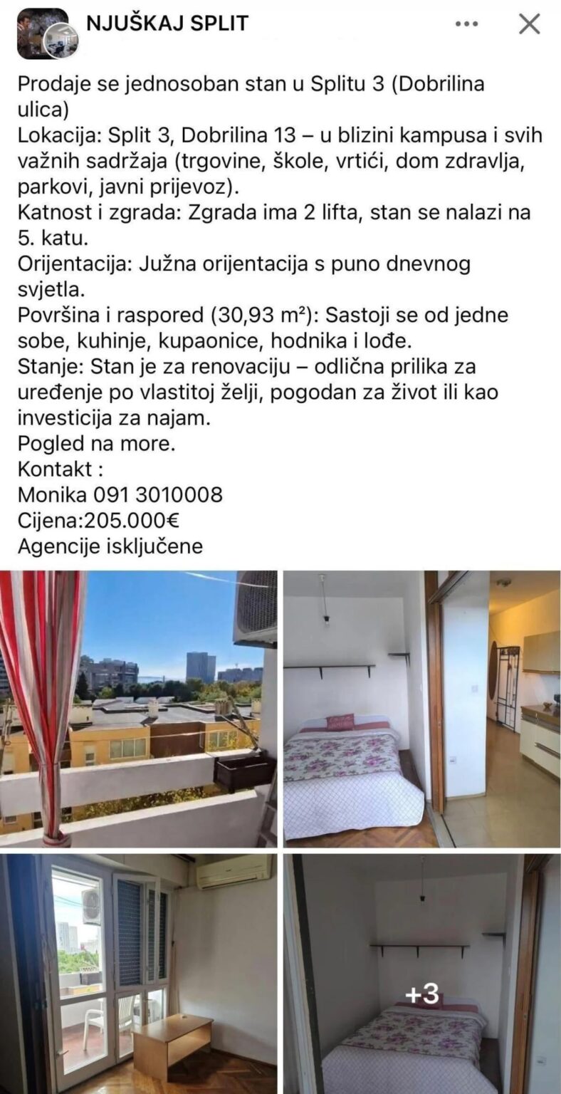 Is there an end?! A woman from Split is selling 30 square meters for 205,000 euros and says: 'It is for renovation...'