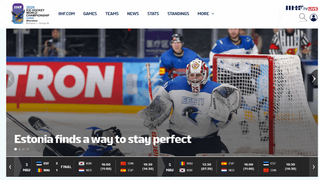 After a 3:1 victory over Romania, Estonia moves up to the A-group of the I division of ice hockey. Our group B games have all been victories (12:2 against Spain, 5:1 against Holland, 4:2 against South Korea). Haven't played against China yet.