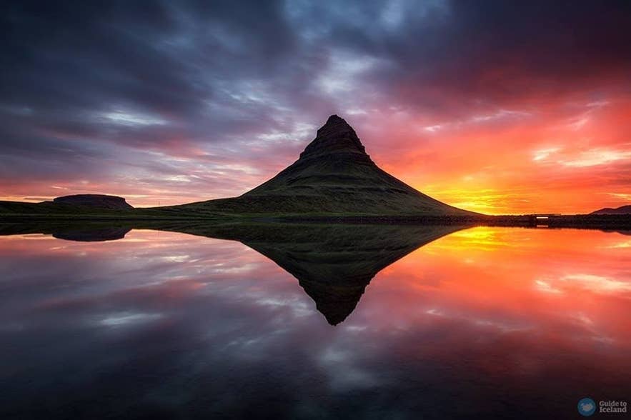 Midnight sun by Mount Kirkjufell Midnight sun by Mount Kirkjufell