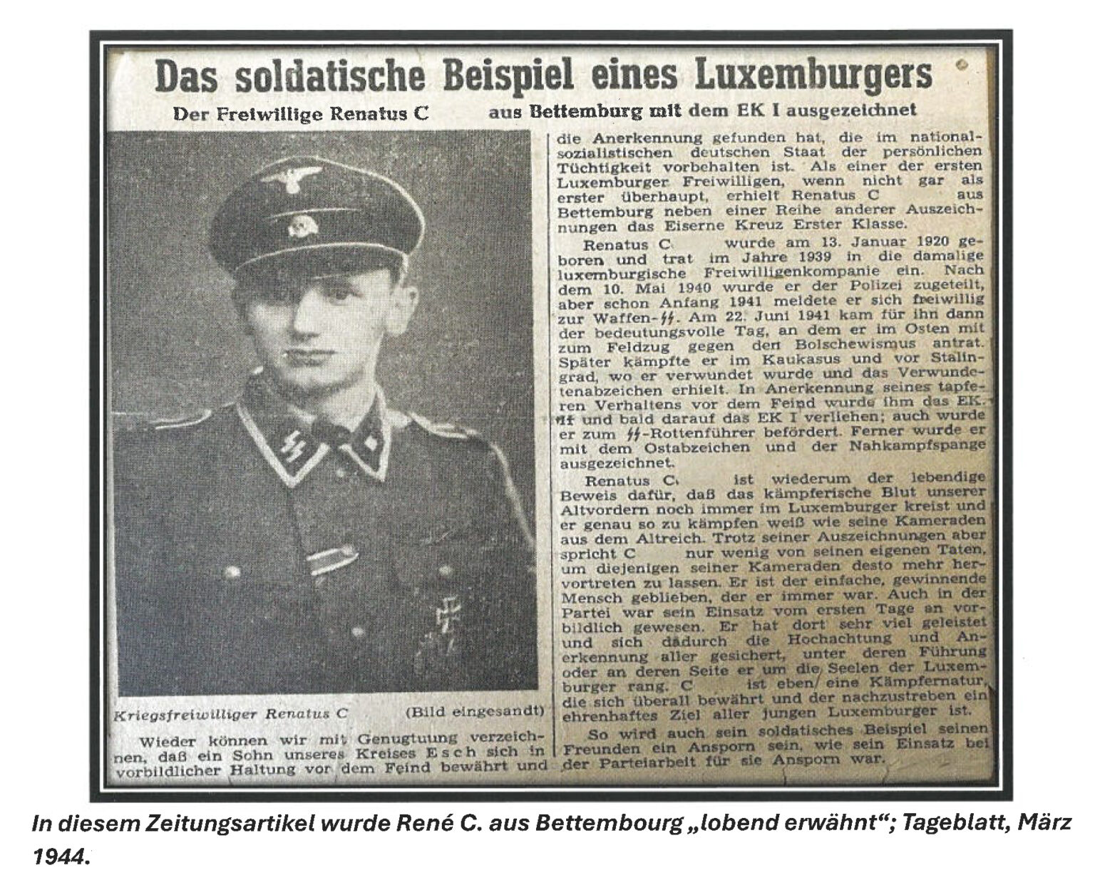 World War II: Over 100 Luxembourg nationals were members of the Waffen-SS World War II: Over 100 Luxembourg nationals were members of the Waffen-SS