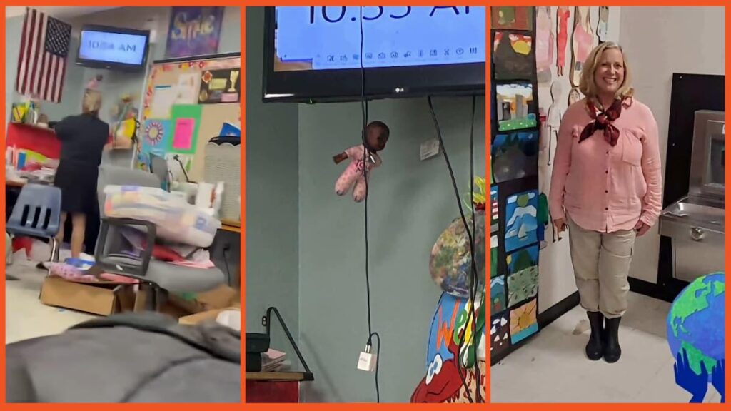 Calls to fire Florida teacher after she was filmed hanging black baby doll by a charging cable in front of young classroom