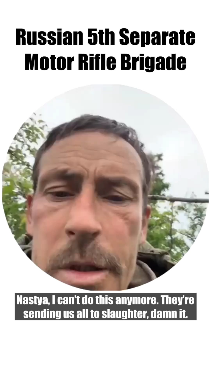 “They’re sending us all to slaughter, damn it. No one has returned. So many groups have already gone, no one is coming back.” A russian invader is whining to his wife that command is sending them into repeated meat assaults and no one is coming back. “They’re sending us all to slaughter, damn it. No one has returned. So many groups have already gone, no one is coming back.” A russian invader is whining to his wife that command is sending them into repeated meat assaults and no one is coming back.