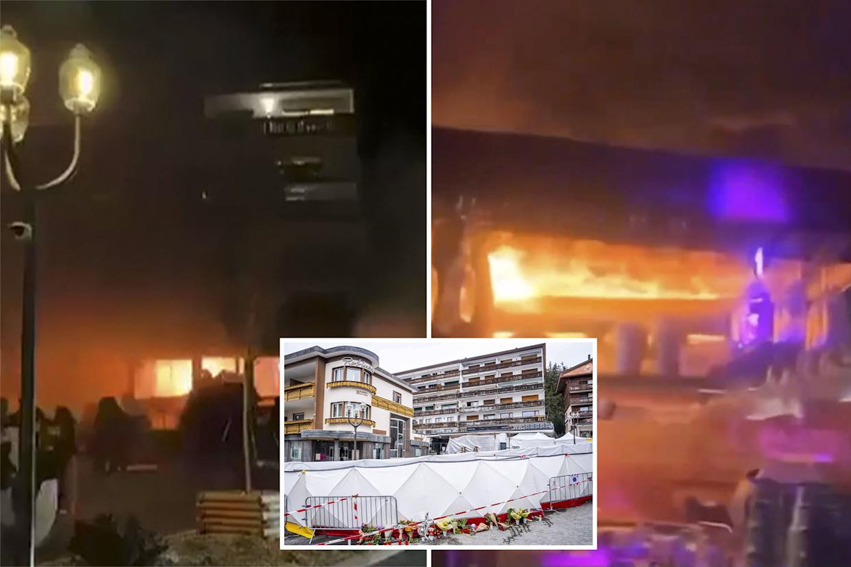 Swiss investigators said Friday that they believe sparkling flares atop Champagne bottles ignited the fatal fire at a ski resort when they came too close to a crowded bar’s ceiling.