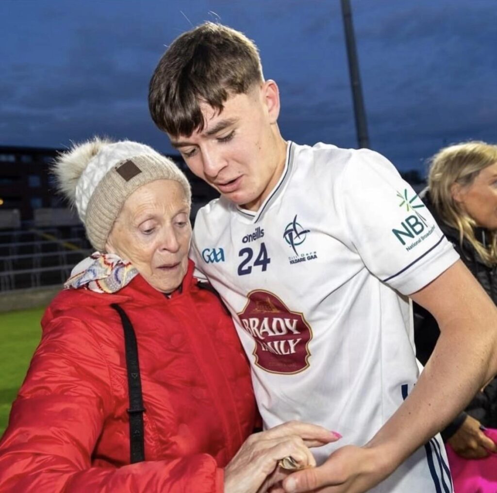 Don’t tell your mum. Kildare minor footballer Logan Tennyson is slipped a 50 by his name after winning the Leinster Minor championship.