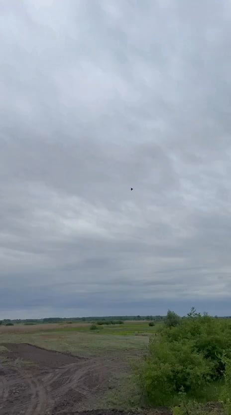 Ukrainian farmer records Russian Shahed drone explosion at close range, Chernihiv Oblast. Spring 2026.