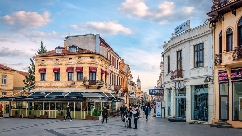 Buildings around Magnolia Square in Bitola, North Macedonia