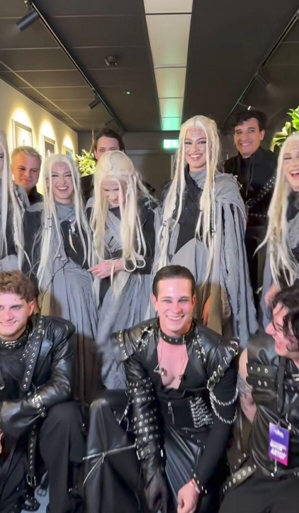 The group Lavina and the group Lelek after the Eurovision... RTS caci ziri is trying to spread hatred, but normal people respect each other.