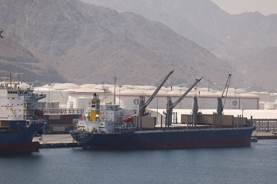 The bulk carrier 'Adventure' docked at Fujairah in the UAE yesterday. Photo: Reuters