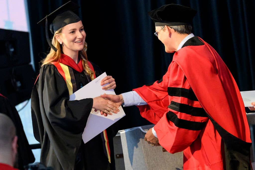 Princess Elisabeth pictured receiving her degree during the Diploma Ceremony on May 28, 2026 in Boston, United States of America, 28/05/2026 ( Photo by Philip Reynaers / Photonews via Getty Images)