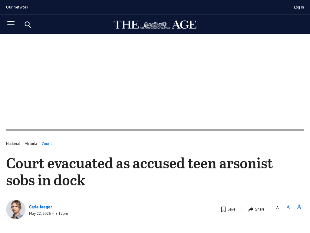 Court evacuated as accused teen arsonist sobs in dock