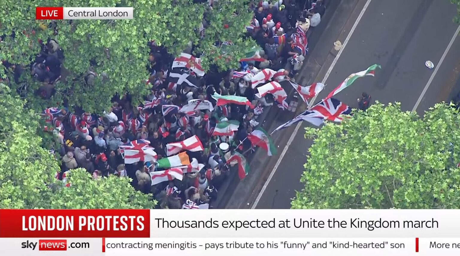 Irish flag at the "unite the kingdom" (tommy yaxley) rally.
