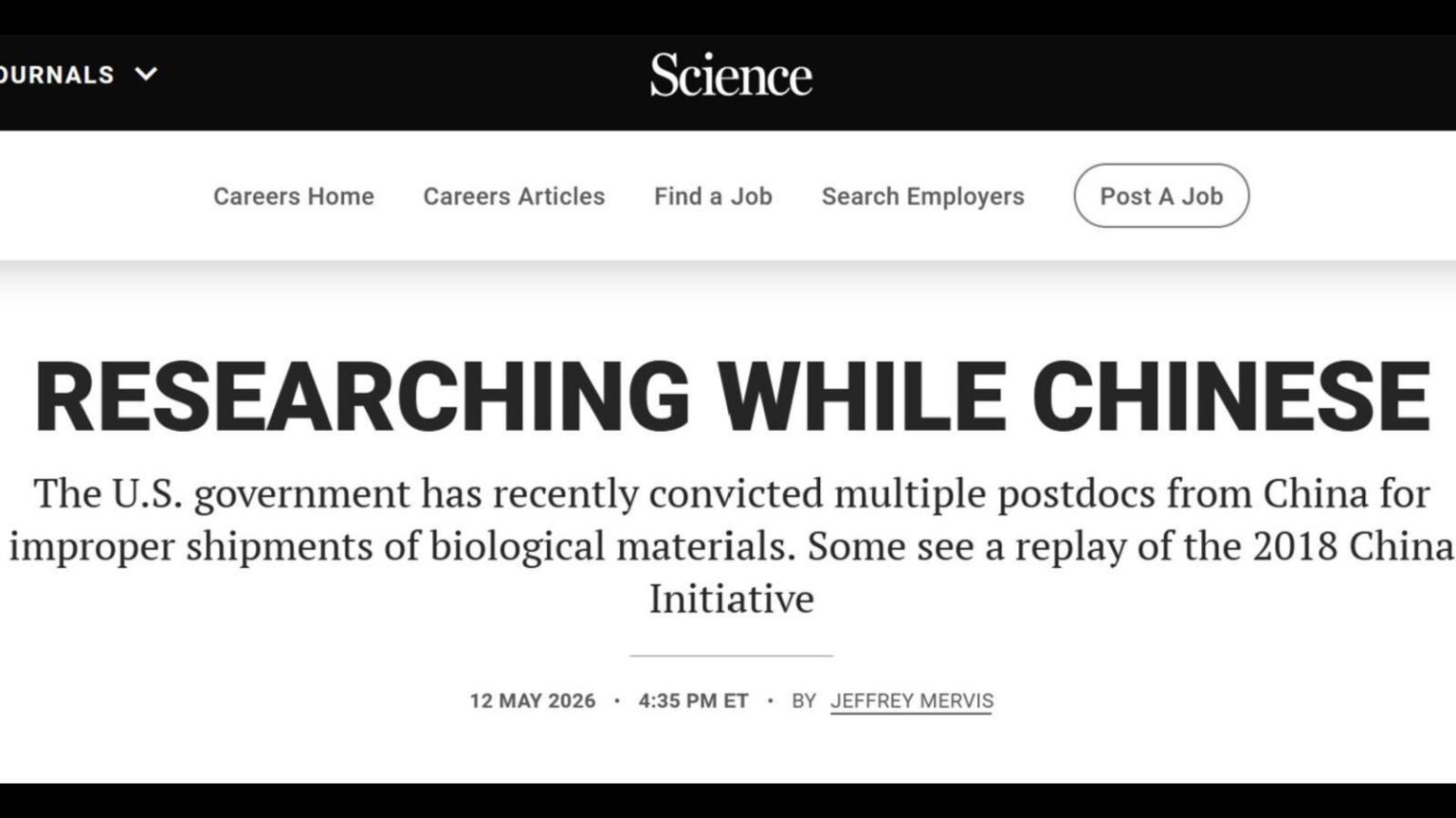 Science magazine investigates FBI’s witch-hunt against Chinese researchers</em> Science magazine investigates FBI’s witch-hunt against Chinese researchers</em>