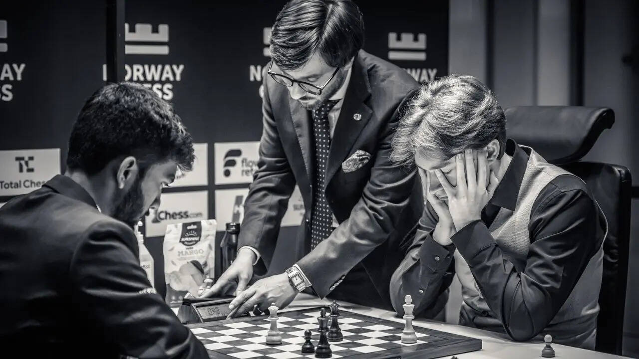 Gukesh vs Vincent Keymer (Photo by Michal Walusza/Norway Chess)