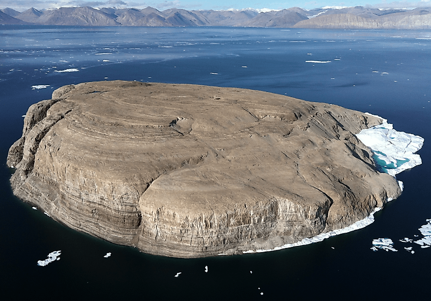Aerial view of Hans Island in the Kennedy Channel of Nares Strait.