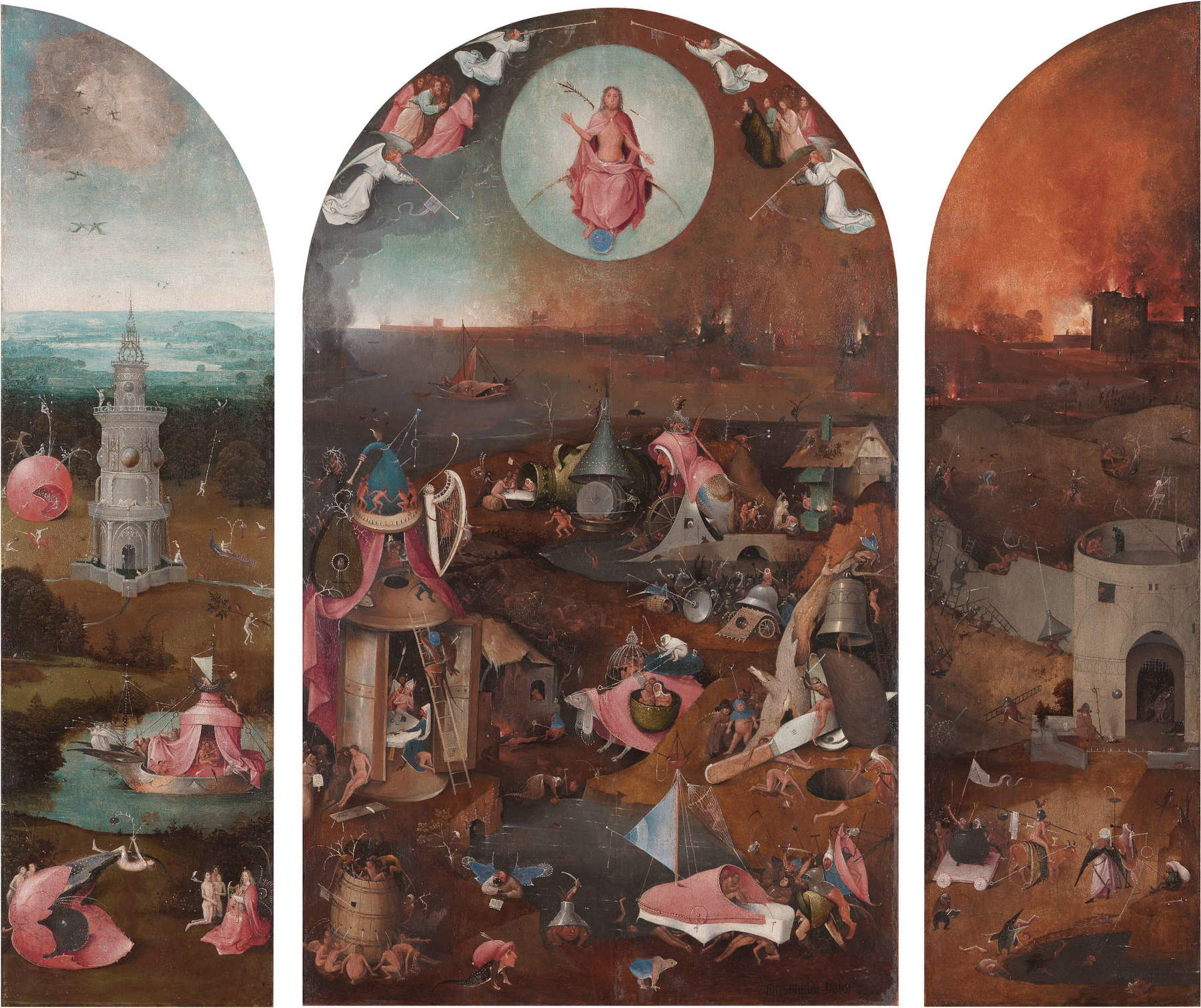 Hieronymus Bosch, Bruges Judgment Triptych (c. 1486; oil on panel, 99 x 117.5 cm; Bruges, Groeningemuseum)