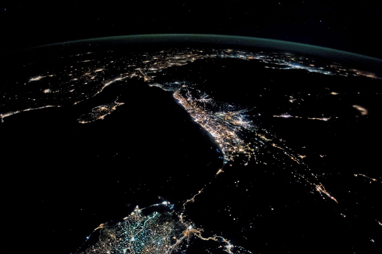 East Mediterranean at night from satellite