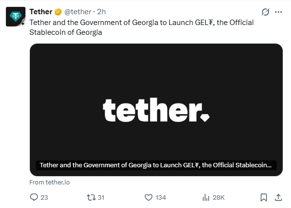 Stablecoin News - Tether Launches GEL₮ | Source: Tether