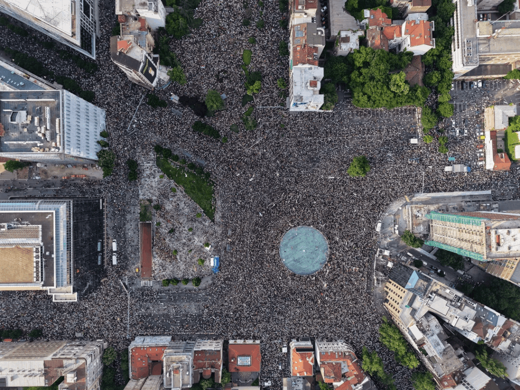 Today's protest at Slavija in Belgrade, Serbia, against the regime of Aleksandar Vučić
