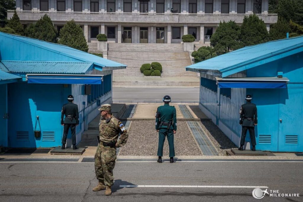 Why do Korean DMZ Border guard outfits changed into camoflage today? From Helmets, black Beanies to hats