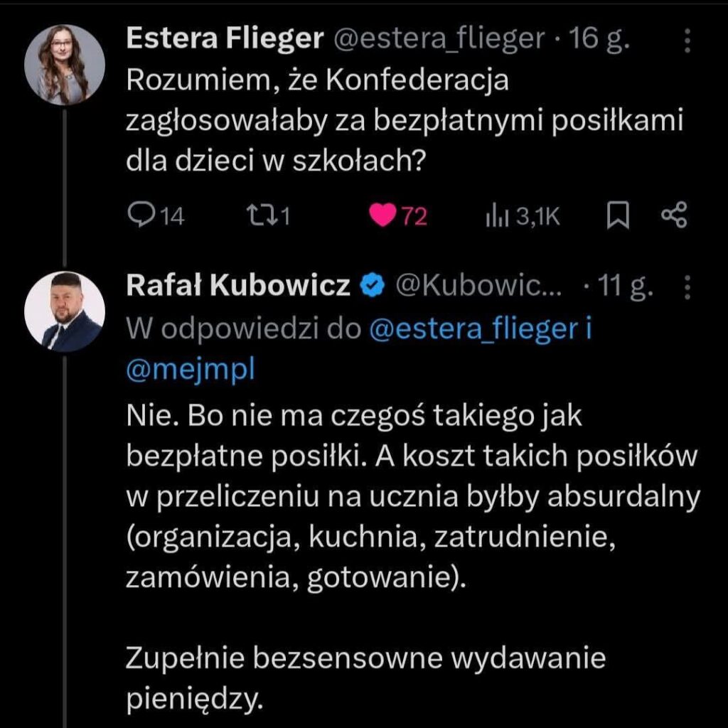 Konfederat about free meals for children at school