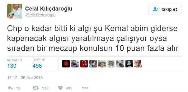 A tweet sent years ago by Kemal Kılıçdaroğlu's deceased brother, Celal Kılıçdaroğlu: