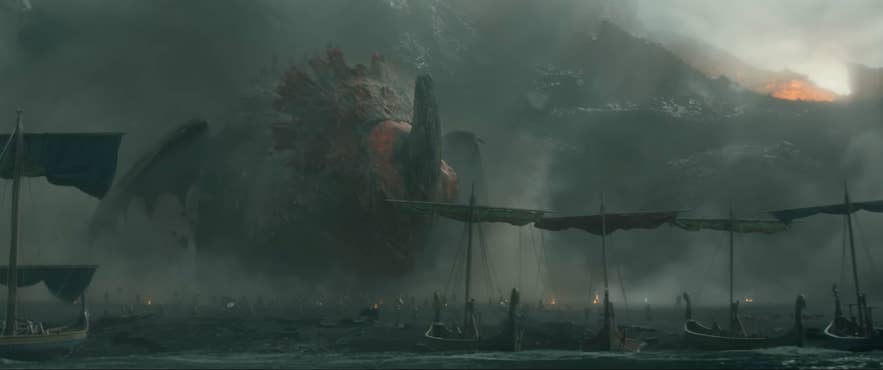 Viking ships facing giant dragon filmed in Iceland for How to Train Your Dragon. Viking ships facing giant dragon filmed in Iceland for How to Train Your Dragon.