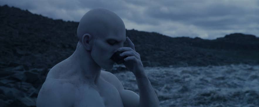 The engineer in the movie Prometheus by the Dettifoss waterfall in Iceland The engineer in the movie Prometheus by the Dettifoss waterfall in Iceland