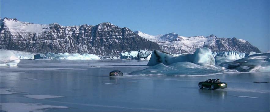 A chase scene on ice for the movie Die Another Day, shot in Iceland A chase scene on ice for the movie Die Another Day, shot in Iceland
