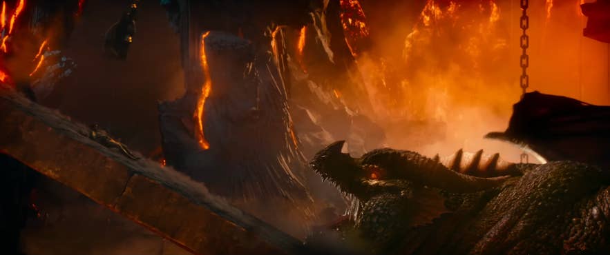 Dragon in volcanic lava landscape filmed in Iceland for Dungeons and Dragons movie. Dragon in volcanic lava landscape filmed in Iceland for Dungeons and Dragons movie.