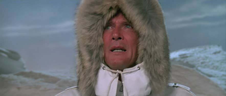 Roger Moore as James Bond in the movie A View to a Kill, where the opening scene was filmed in Iceland Roger Moore as James Bond in the movie A View to a Kill, where the opening scene was filmed in Iceland