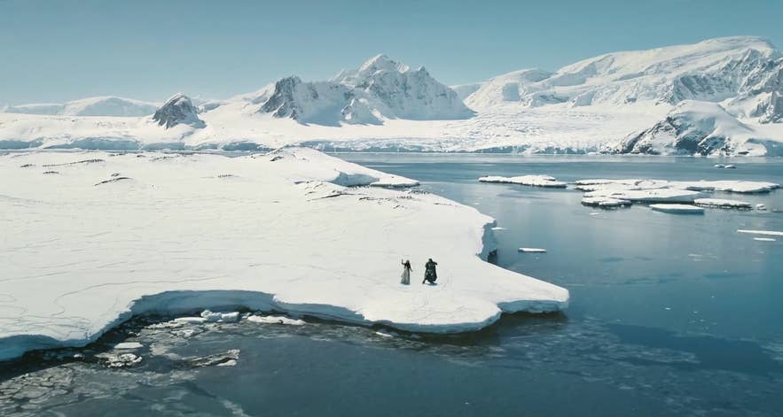 Jokulsarlon glacier lagoon as it appears in the movie Eurovision Song Contest:The Story of Fire Saga which was filmed in Iceland Jokulsarlon glacier lagoon as it appears in the movie Eurovision Song Contest:The Story of Fire Saga which was filmed in Iceland