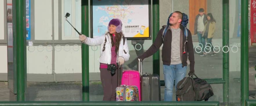 The couple arrives in Reykjavik in the movie Through Night and Day The couple arrives in Reykjavik in the movie Through Night and Day
