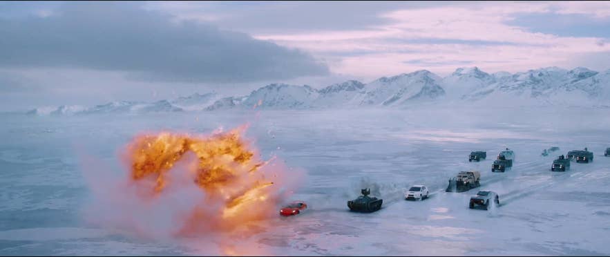 The epic chase scene on frozen Lake Myvatn in North Iceland The epic chase scene on frozen Lake Myvatn in North Iceland