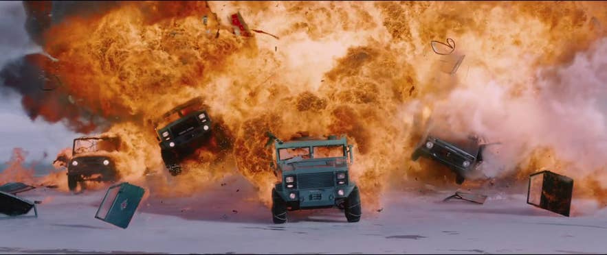 Cars being exploded on frozen Lake Myvatn in North Iceland for the movie the Fate of the Furious Cars being exploded on frozen Lake Myvatn in North Iceland for the movie the Fate of the Furious