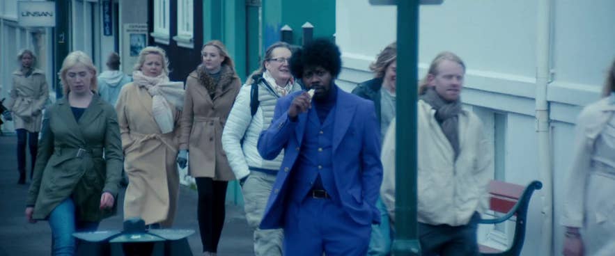 Reggie being caught in Iceland in the movie War on Everyone Reggie being caught in Iceland in the movie War on Everyone