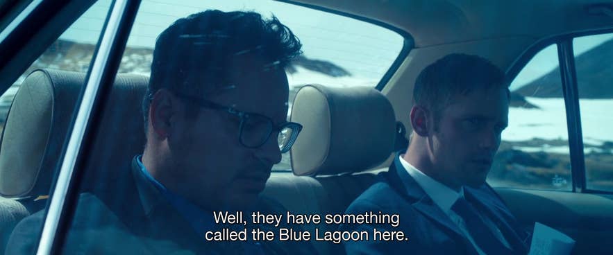 The crooked cops of War on Everyone discuss going to the Blue Lagoon in Iceland The crooked cops of War on Everyone discuss going to the Blue Lagoon in Iceland